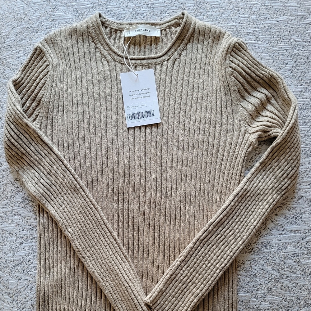 Everlane Women's Ribbed Crew Neck Sweater - Beige